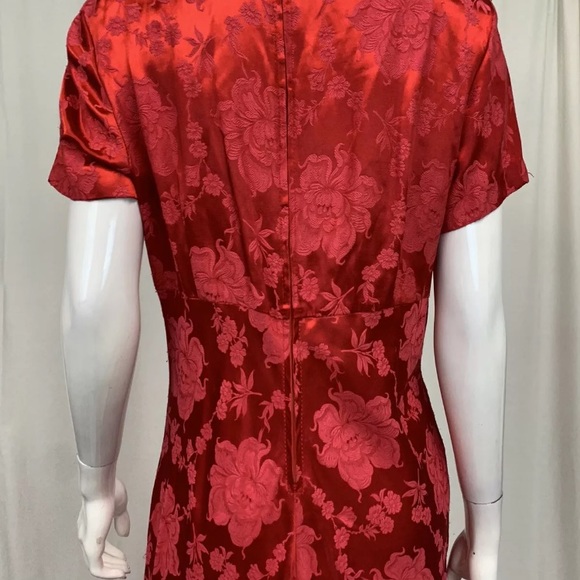 Women's Molly Malloy Vintage 12 Kimono Floral Red Asian Geisha Maxi Sheath Dress - Picture 8 of 12